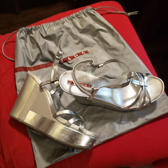 Prada wedges silver exelent condition - Picture 7 of 11